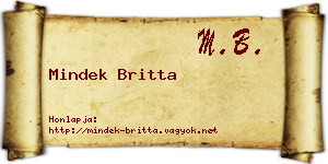 Mindek Britta névjegykártya